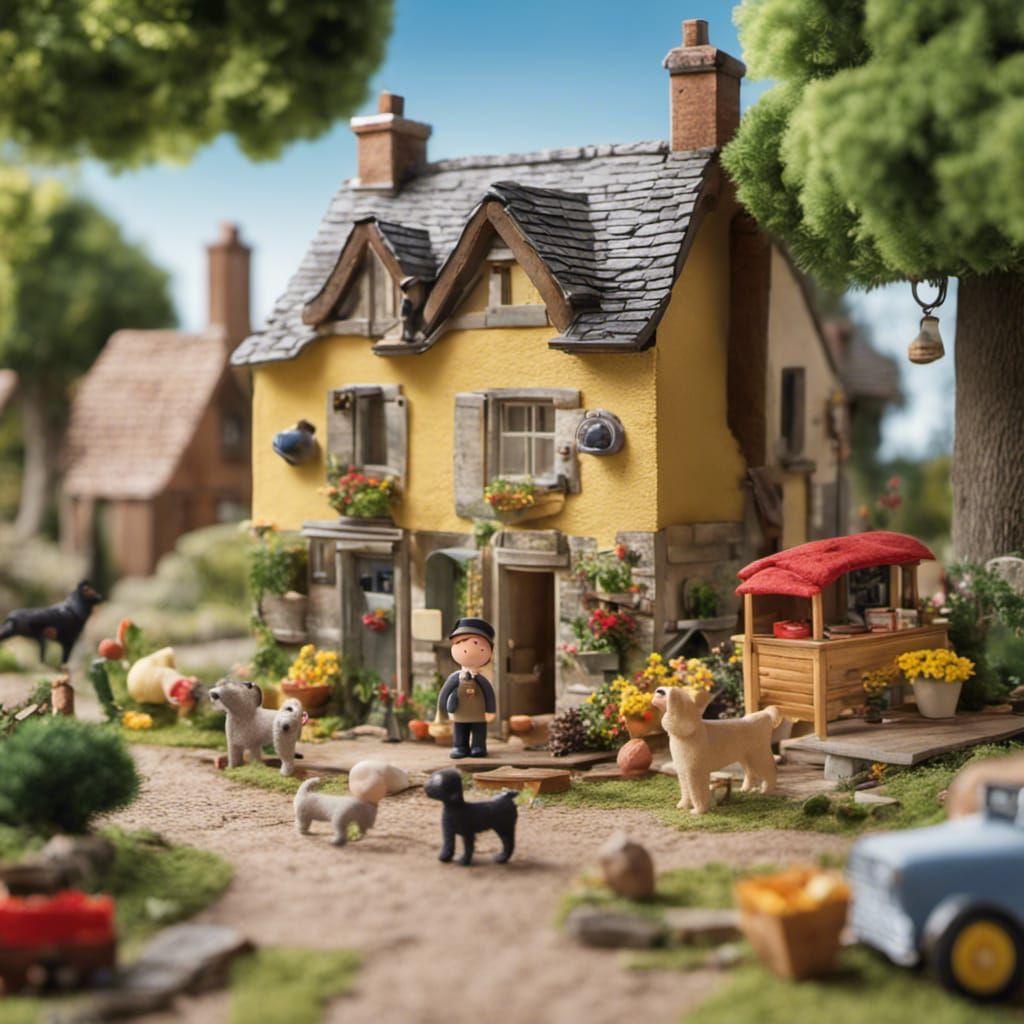 Idyllic Countryside Scene with Yellow Labrador