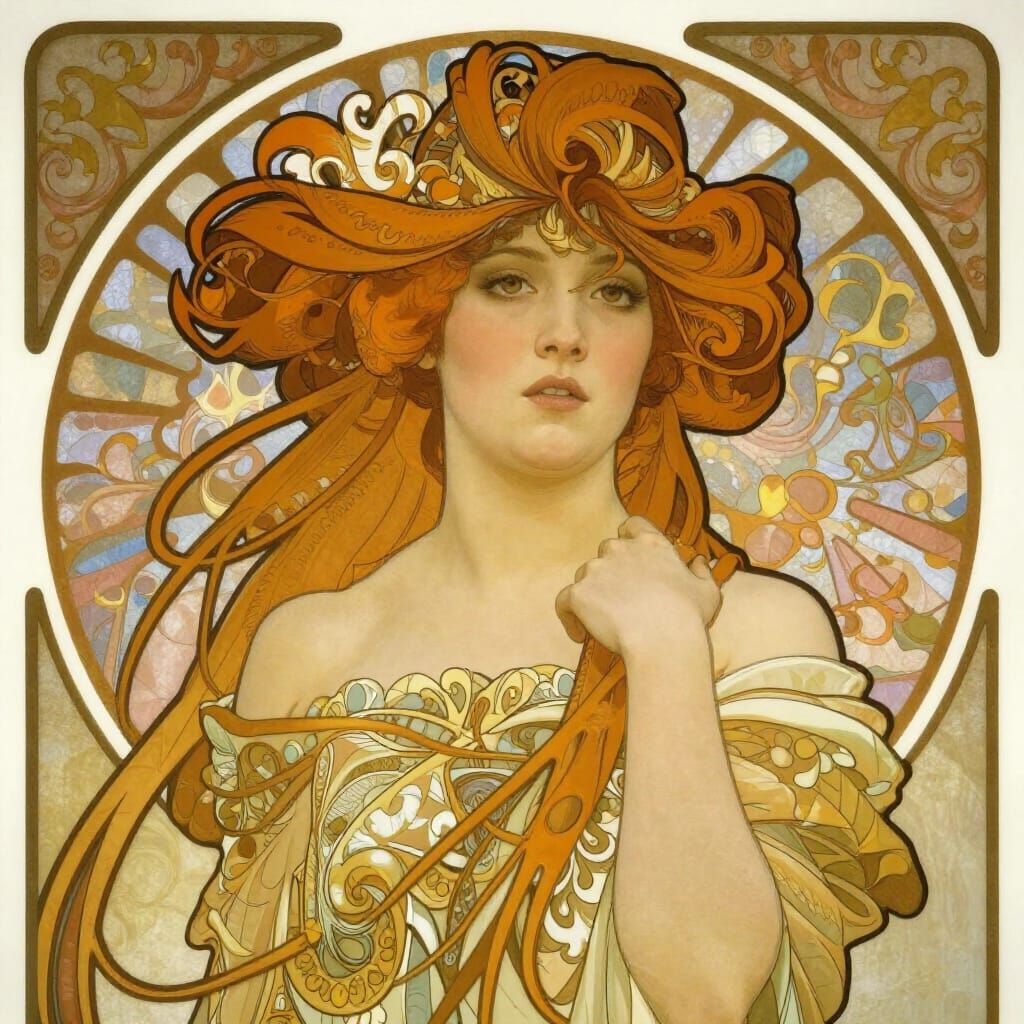 Intelligent Woman Portrait in Art Nouveau Style