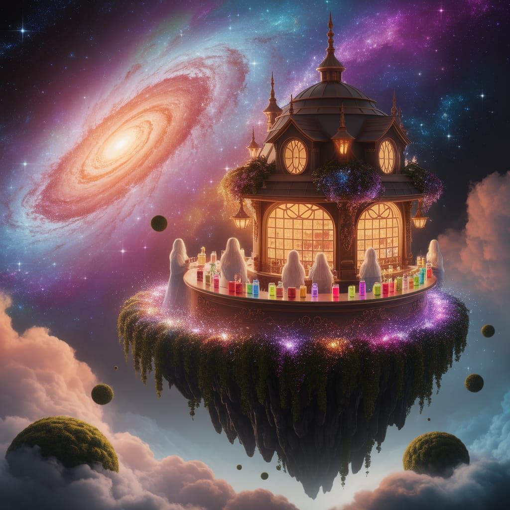 Celestial Cafe on Floating Island in Galaxy