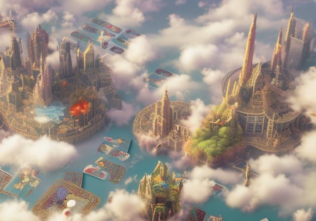 Magical Floating City in Dreamlike 3D Render