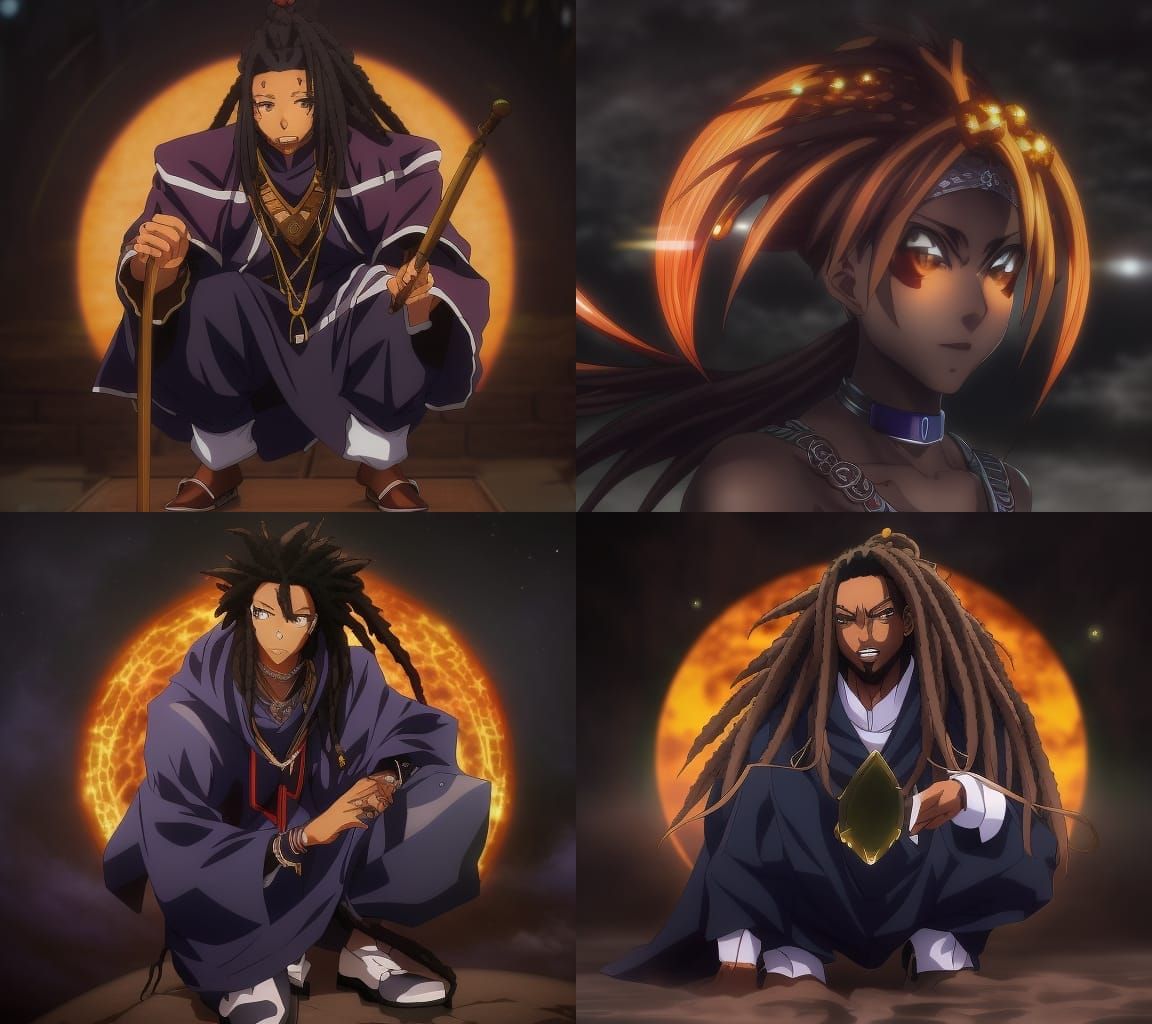 Anime Album Cover: Wise Sensei in Futuristic Dojo