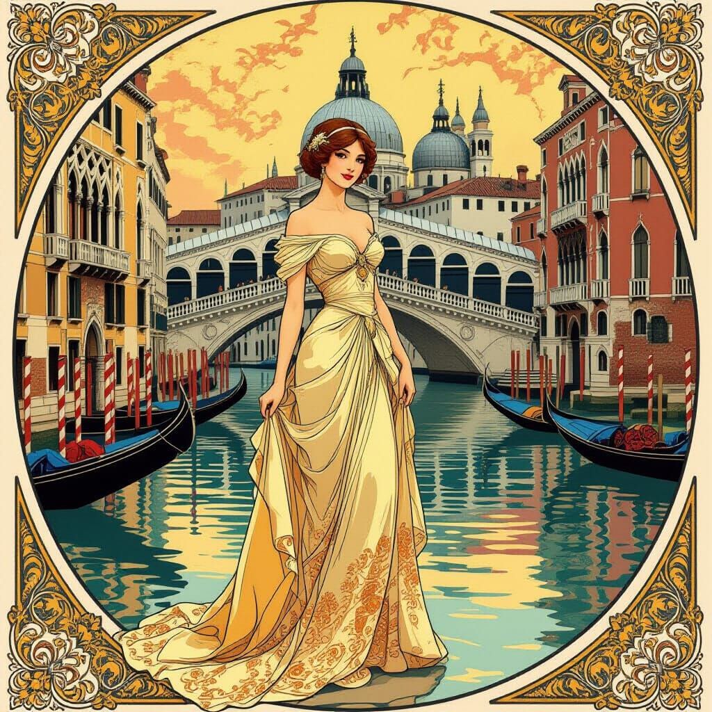 Venetian Woman in Art Nouveau Style