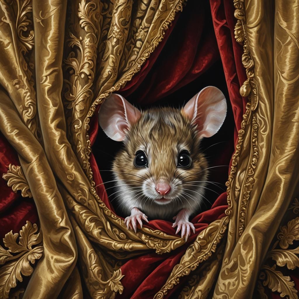 Terrifyingly Cute Mouse in Baroque Oil Painting