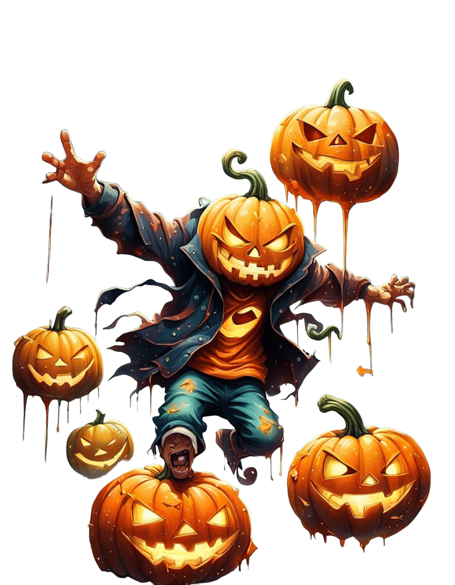Laughing Pumpkinhead Falling: Graffiti Art Style