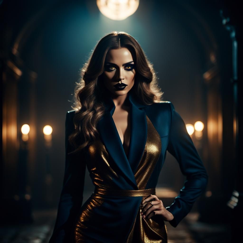 Stunning Woman in Dark, Atmospheric Film Still