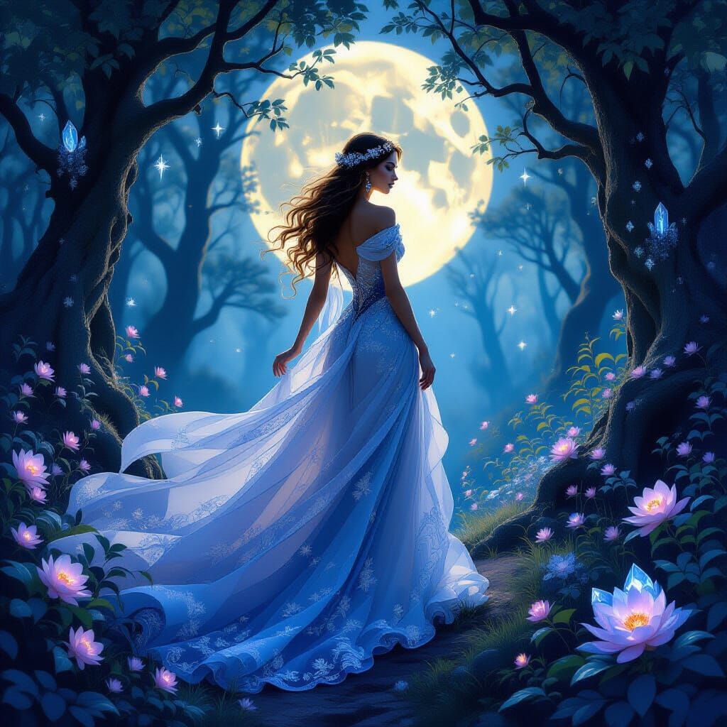 Celestial Goddess in Ethereal Forest, Concept Art