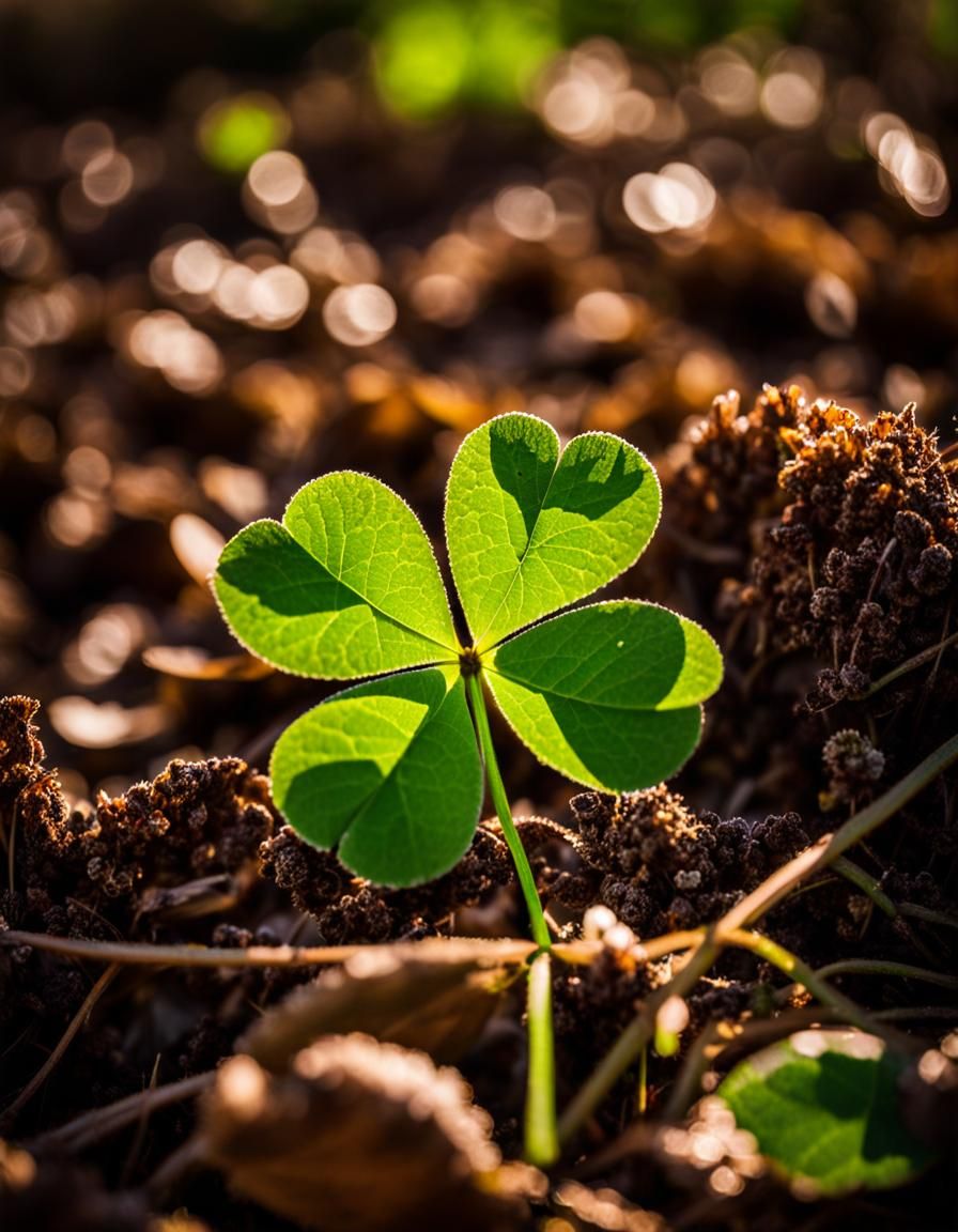 Lucky Four-Leaf Clover in Natural Light