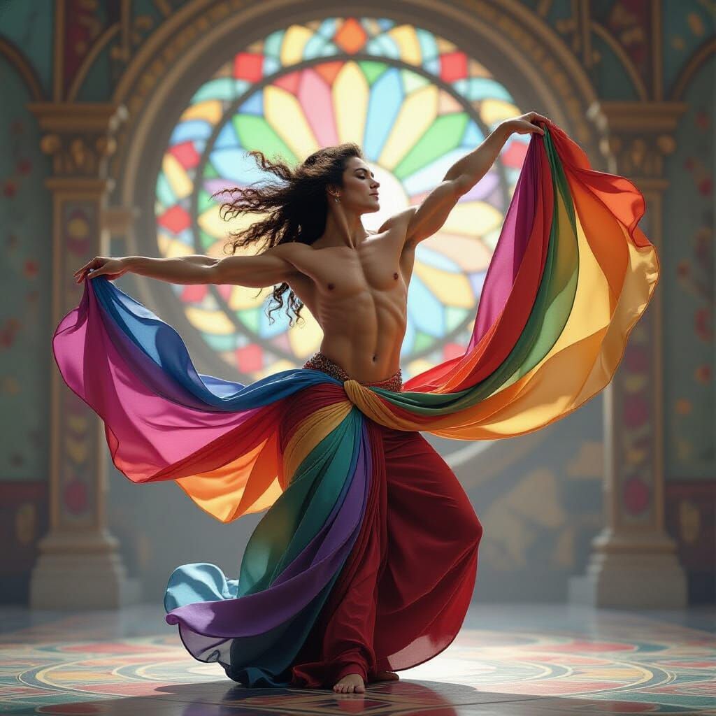 Rainbow Dancer in Art Nouveau Style