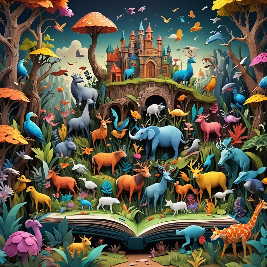 Colourful Pop Up Book of Animals: Detailed Matte Painting