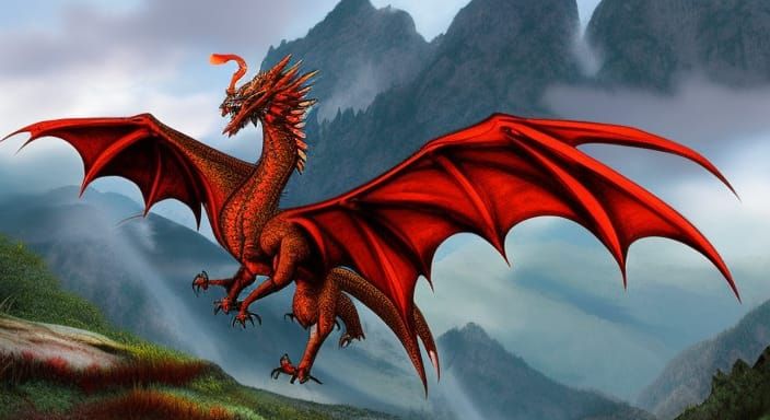 Epic Dragon Soaring Above Mountains