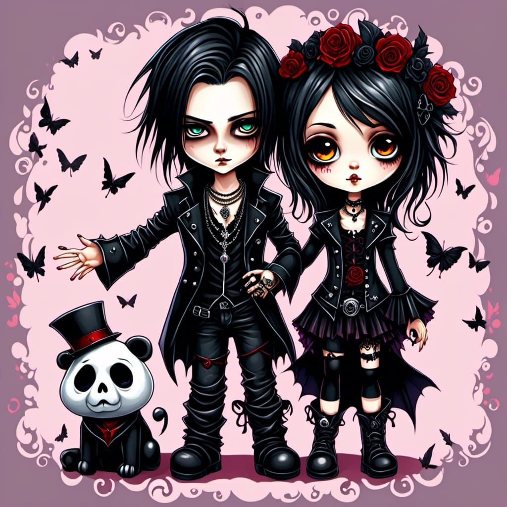 Gothic Chibi Couple in Dark Style