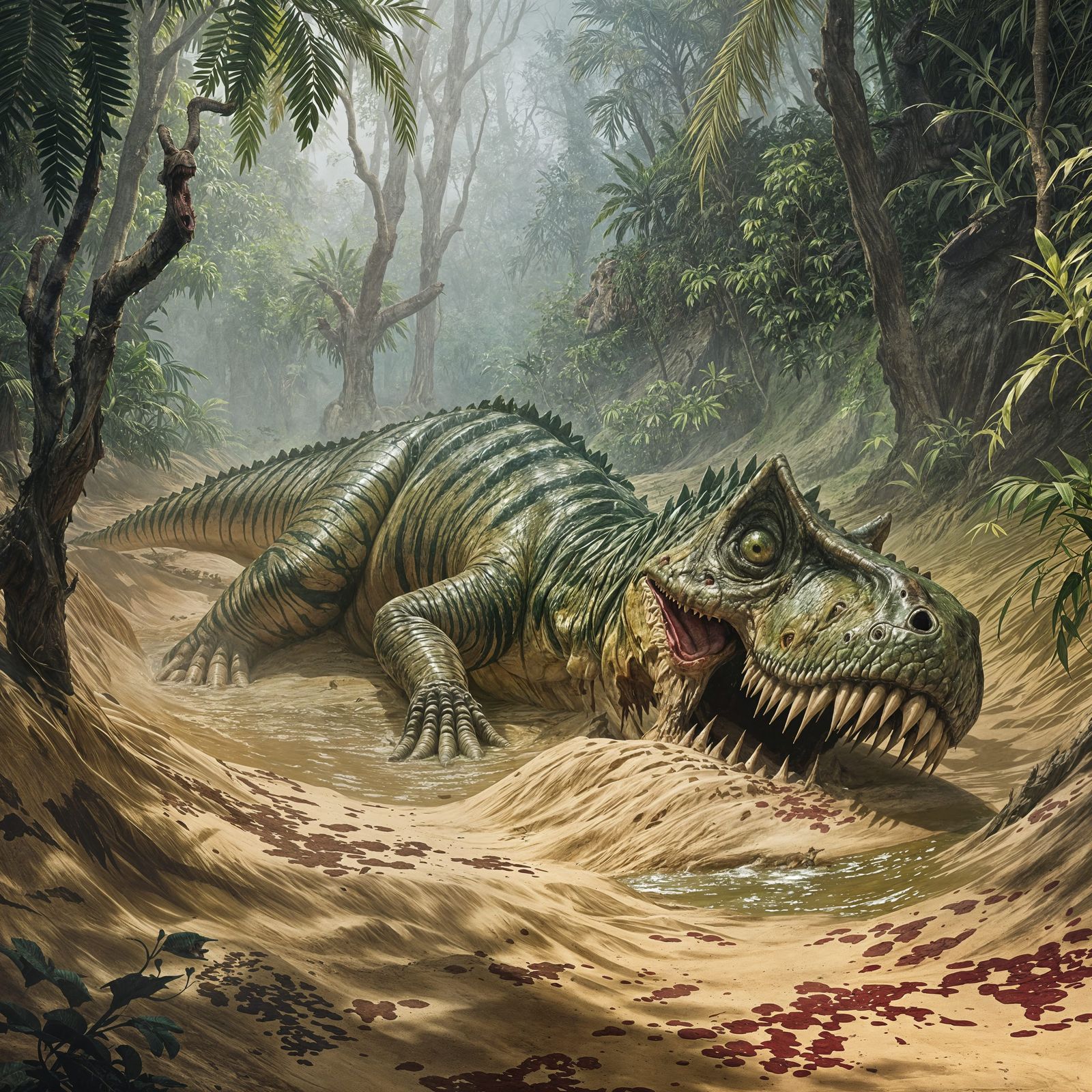 Primal Struggle in a Prehistoric Jungle