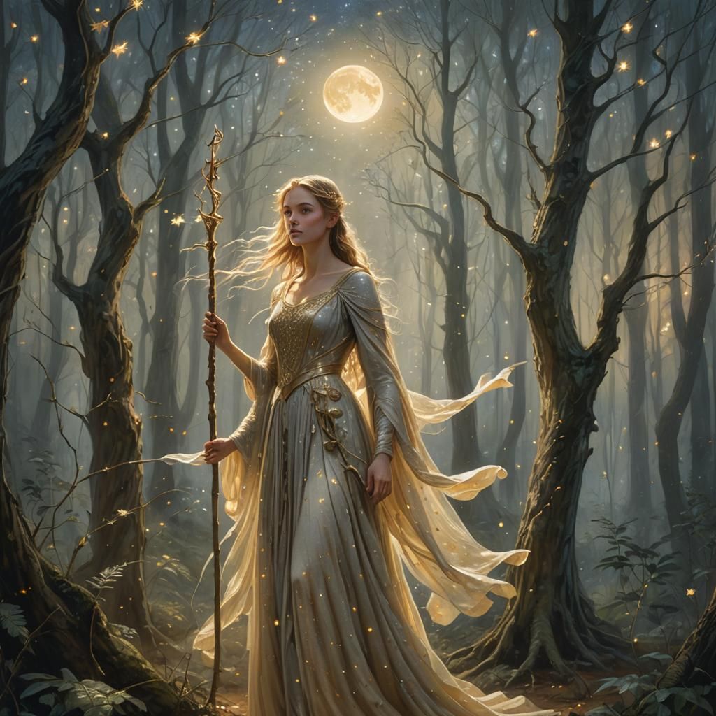 Mystical Forest Girl in Dreamy Fantasy Art Style