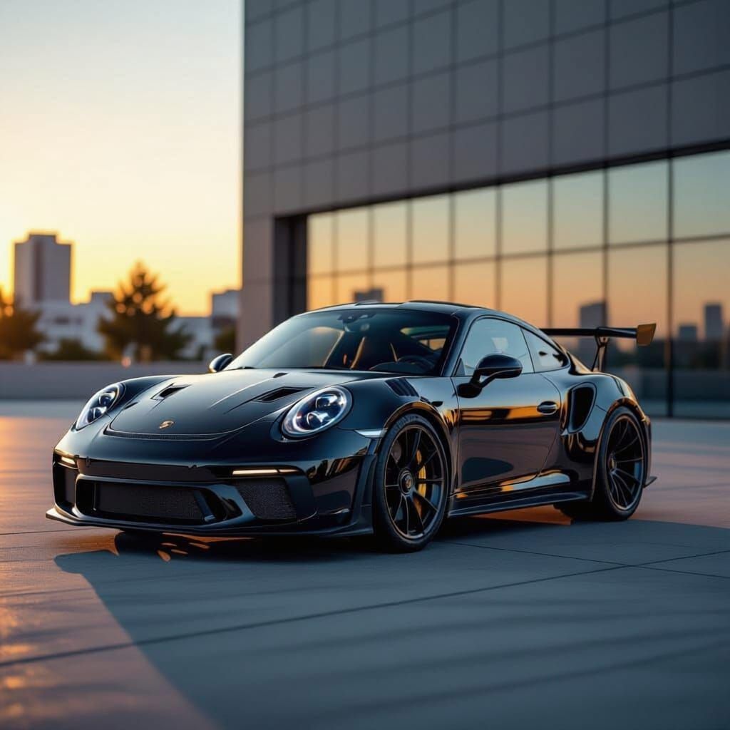 Stunning Realistic Black Porsche 911 GT3 RS
