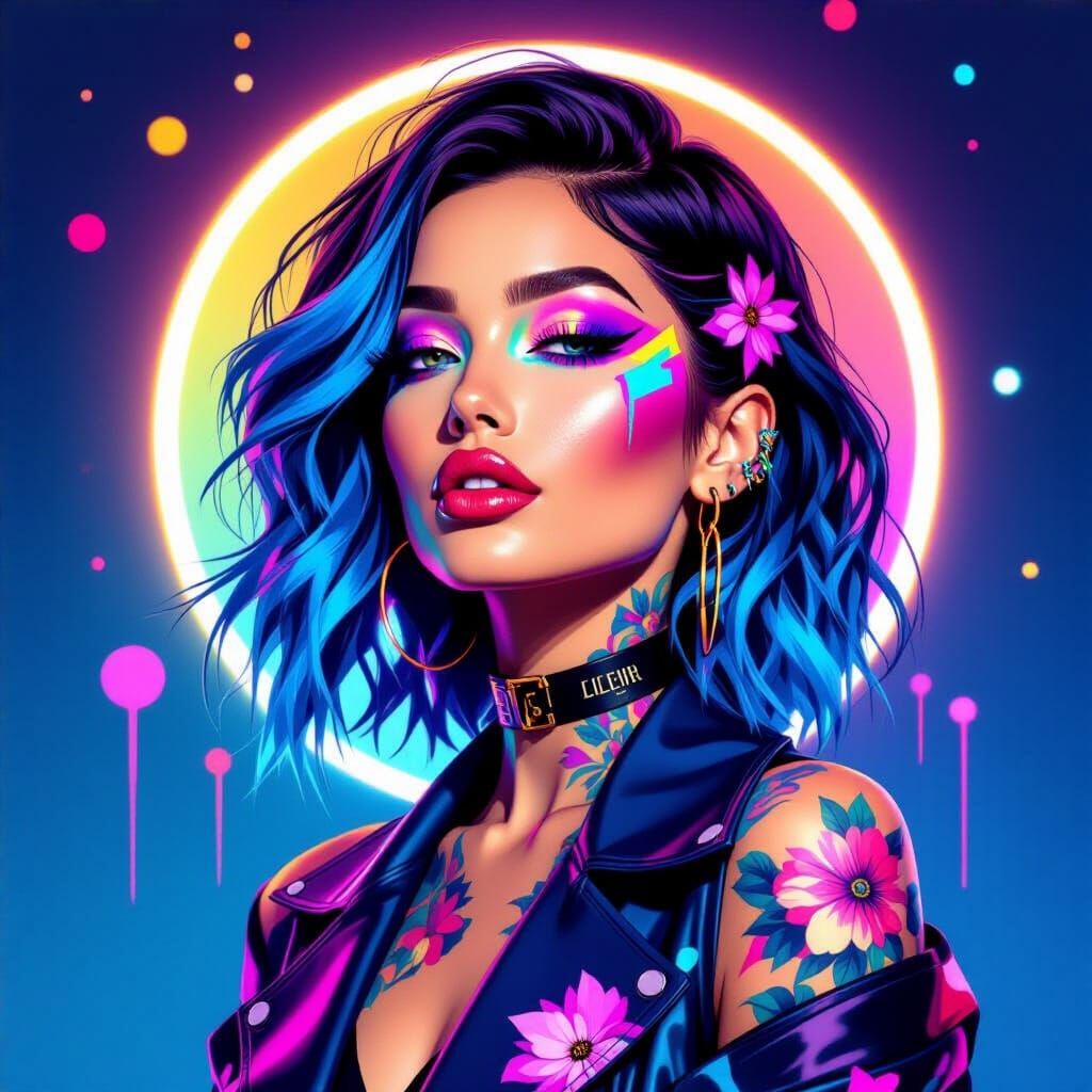 Néo-Pop Abstract Portrait of a Stylized Woman