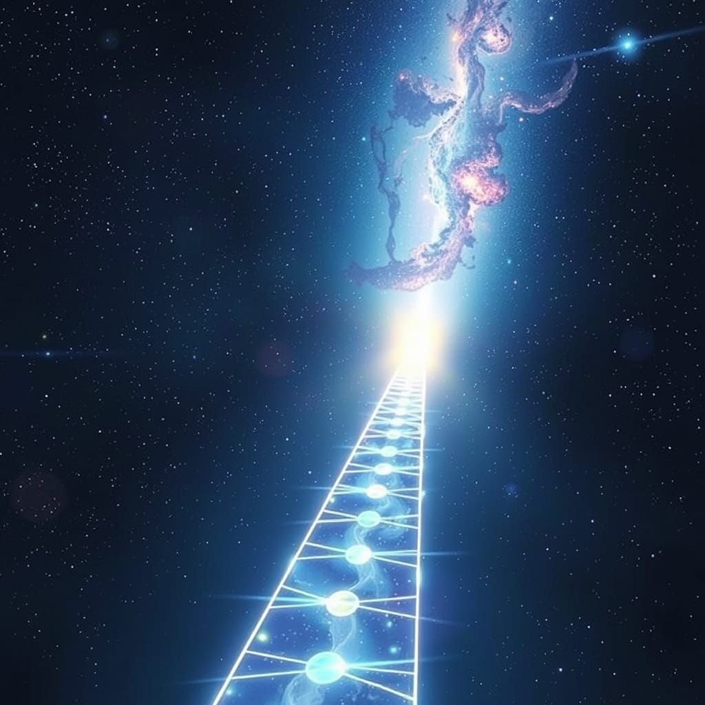 Celestial Bridge Connecting Galaxies as Light Art