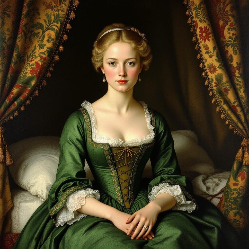 Woman in 18th Century Dress, Charcoal Portrait