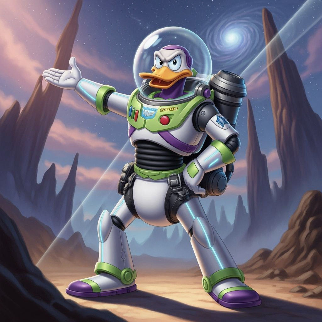 Gizmoduck as Heroic Space Ranger, Futuristic Illustration