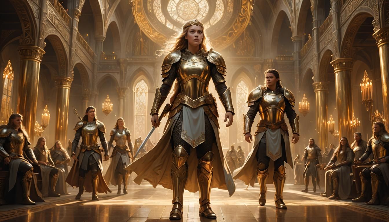 Nordic Princess in Valhalla: Mythological Watercolor Art