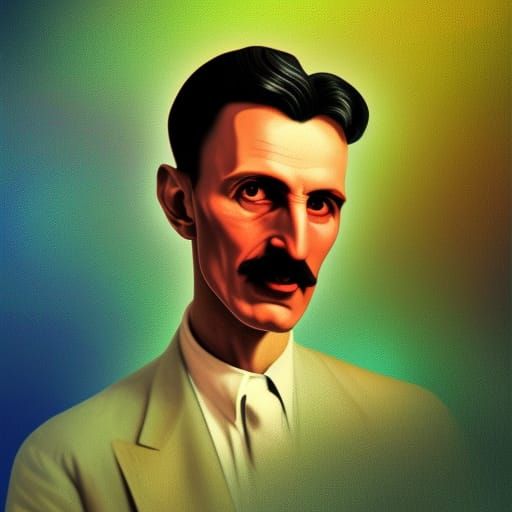 Nikola Tesla in Retro Synthpop Style