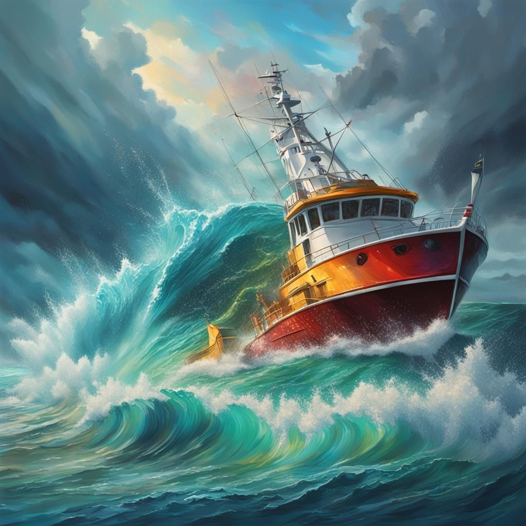 Caribbean Tropical Storm: Hyperrealistic Splash Art