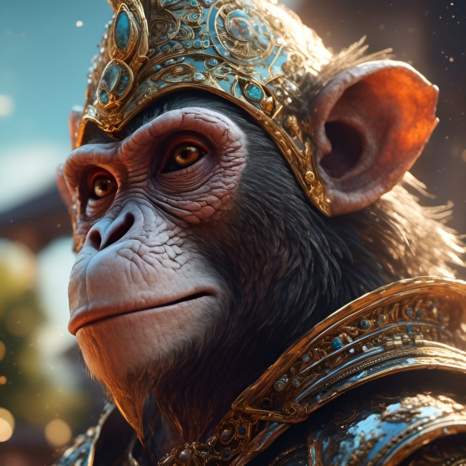Photorealistic Cosmic Monkey Knight Portrait