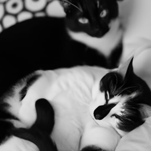 Yin and Yang Cats in Black and White