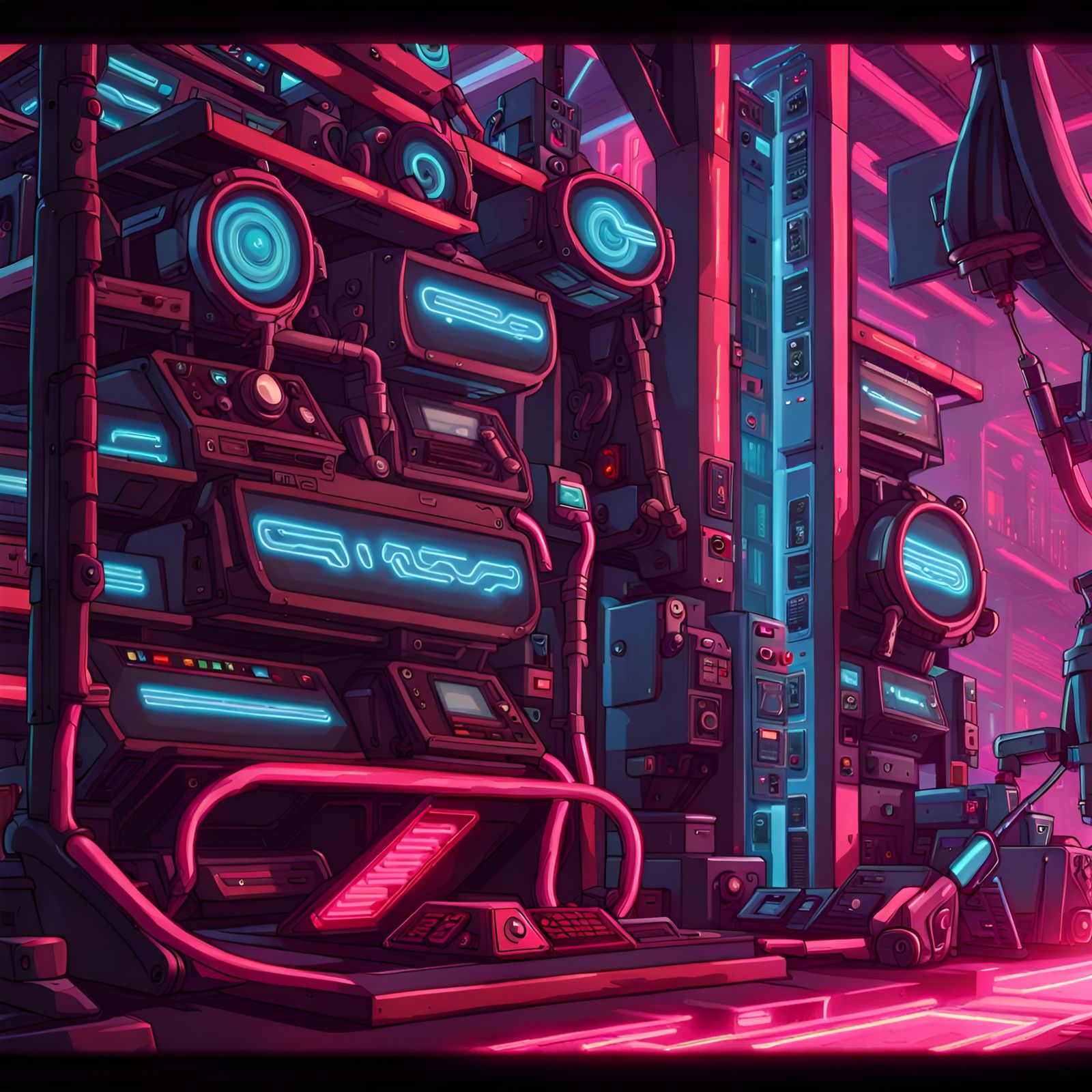 Growing Organs in Cyberpunk Vats: Sci-Fi Oil Painting