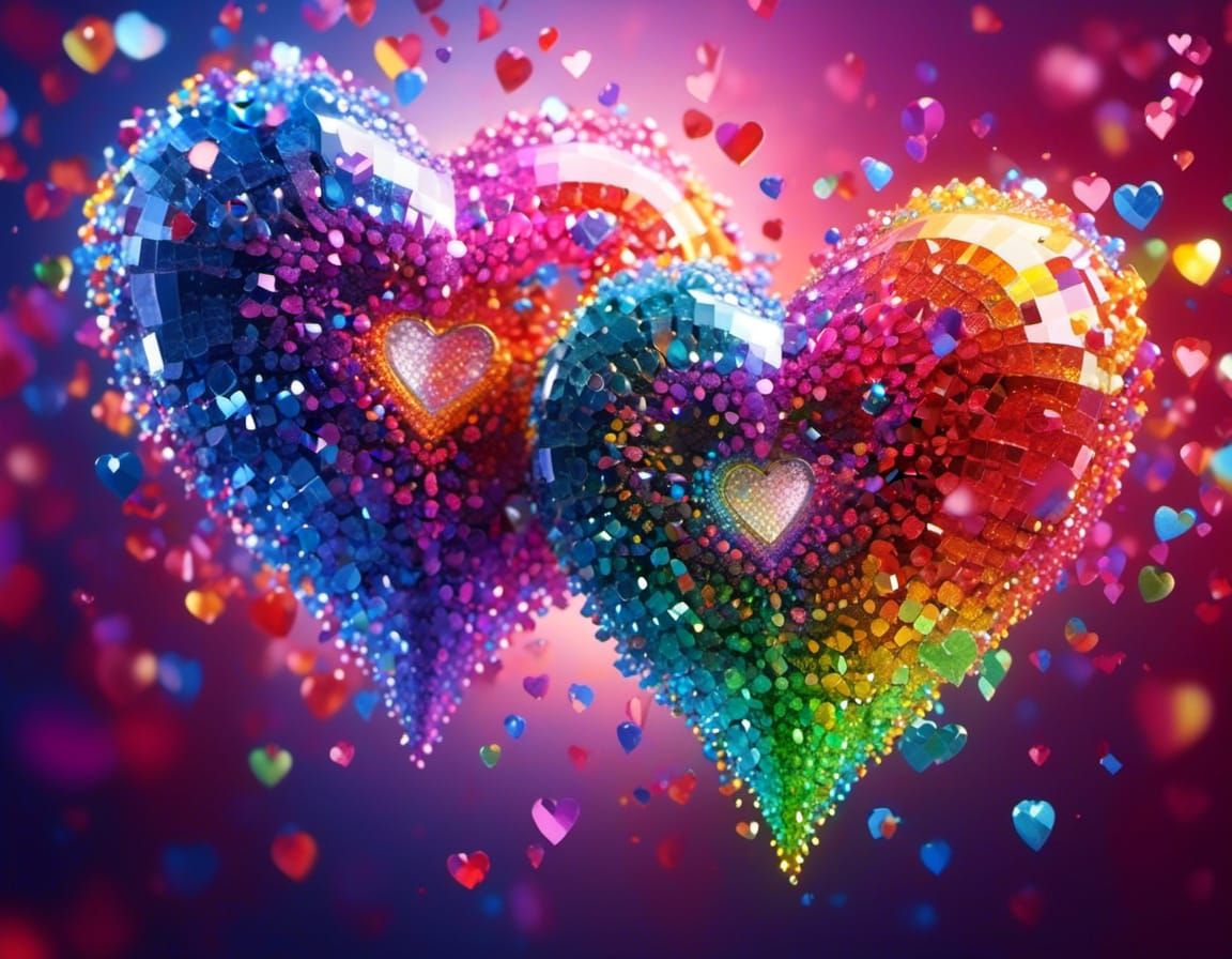 Rainbow Crystal Valentine Hearts