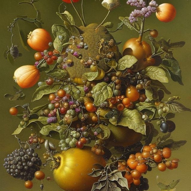 Happy Bee with Horn of Plenty, Fantasy Art