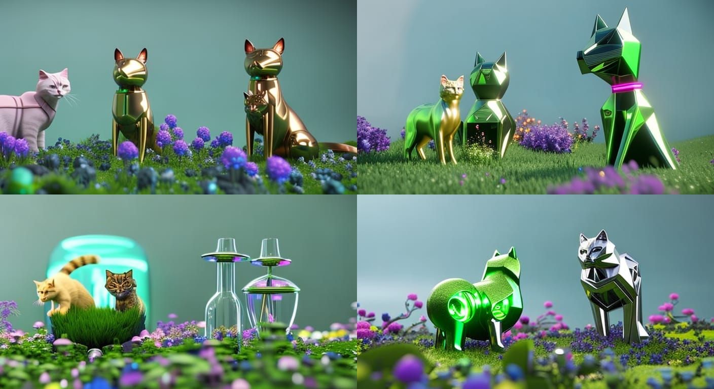 Blown Glass Animals in a Sci-Fi Spring Garden