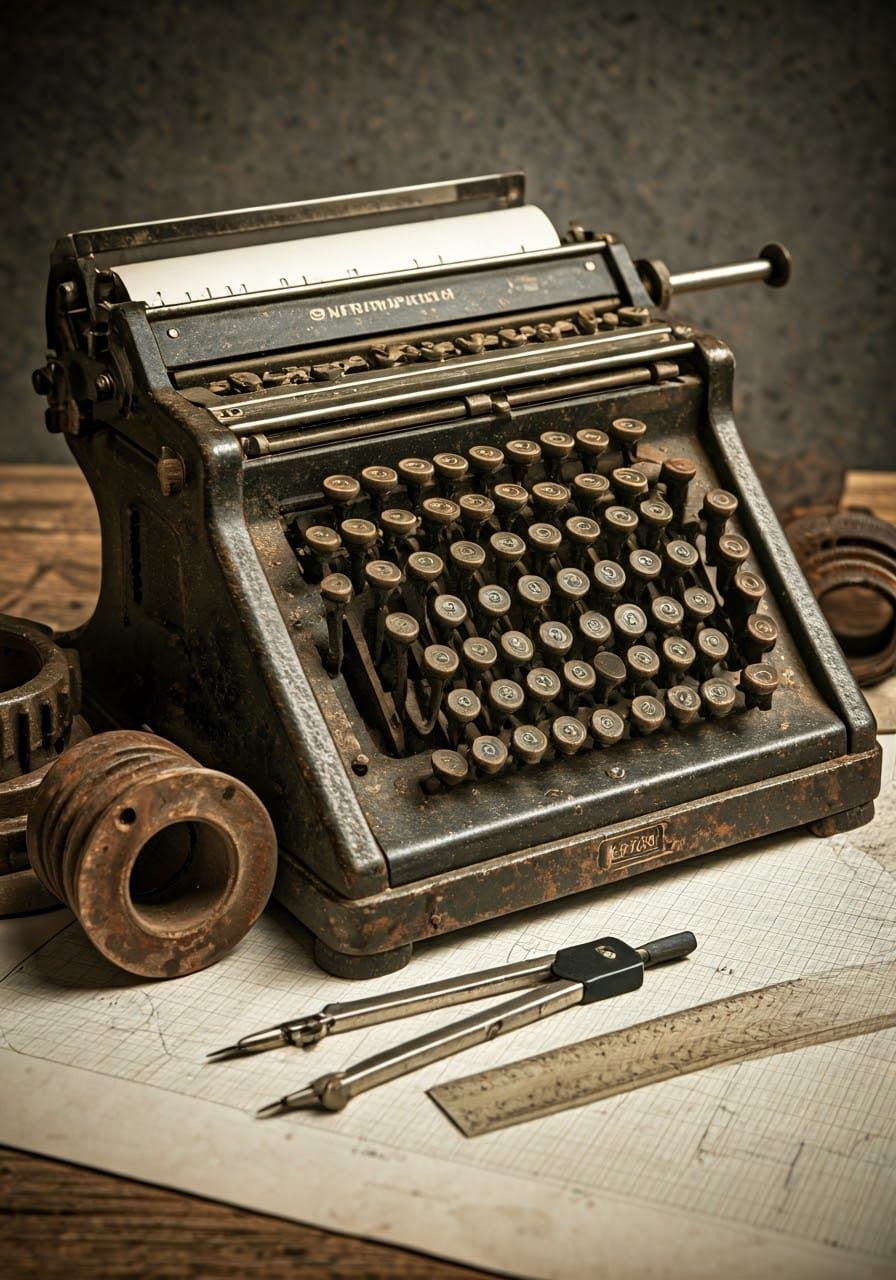 Vintage Adding Machine with Industrial Components