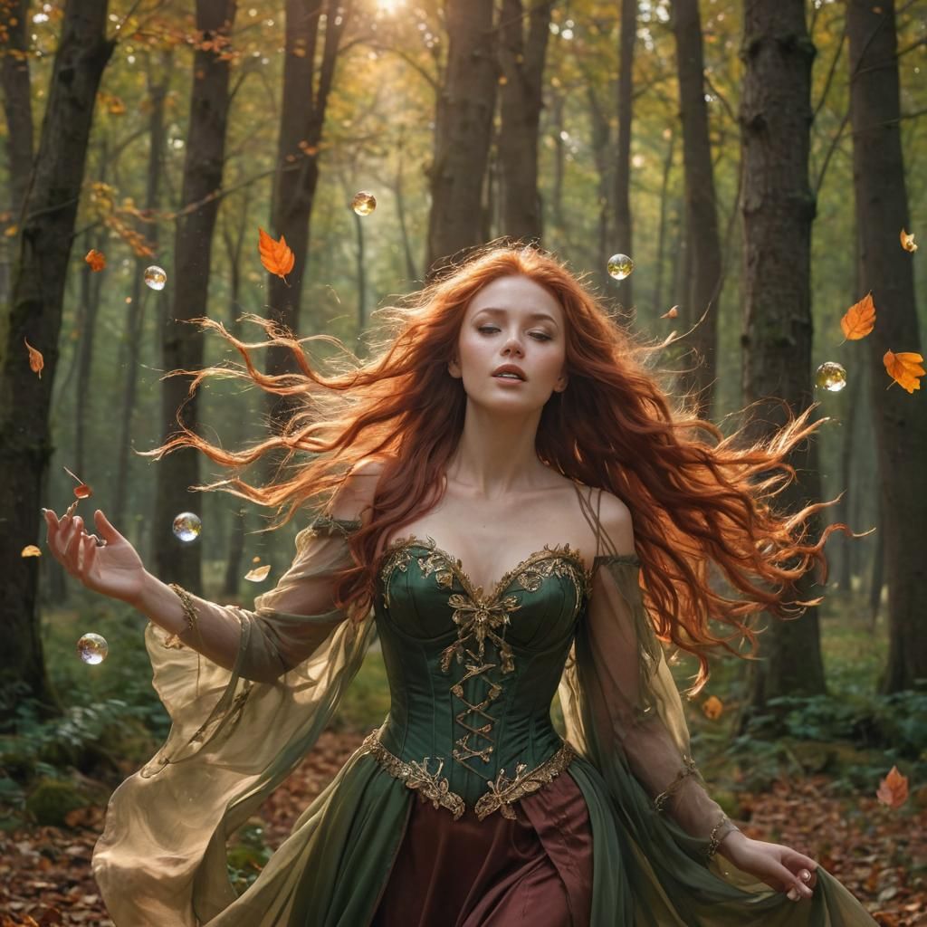 Ethereal Forest Goddess with Crystal Balls