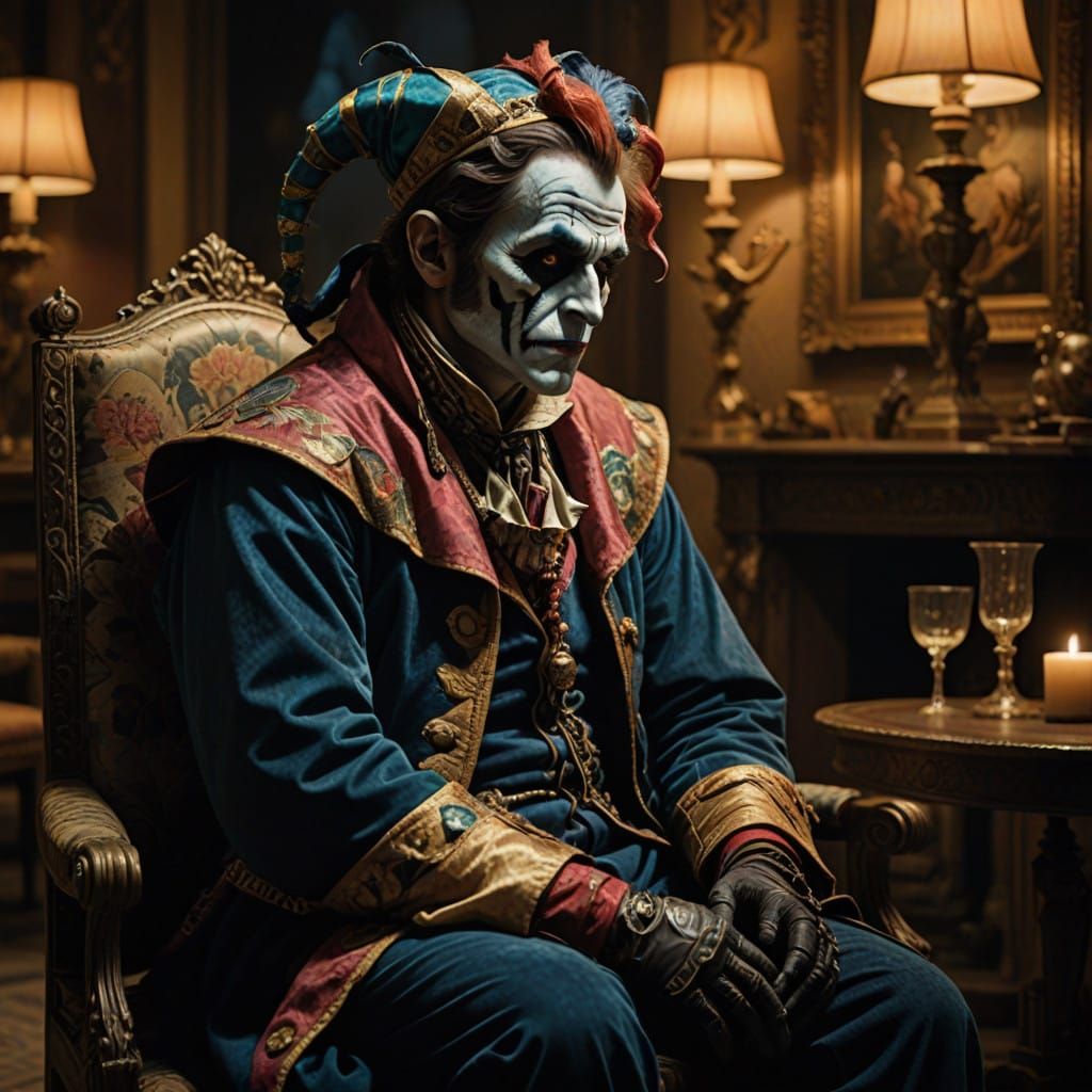 Somber Jester in Contemplation