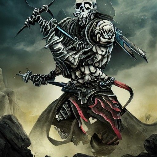 Skeleton Warrior in Dark Battlefield, Detailed 4K