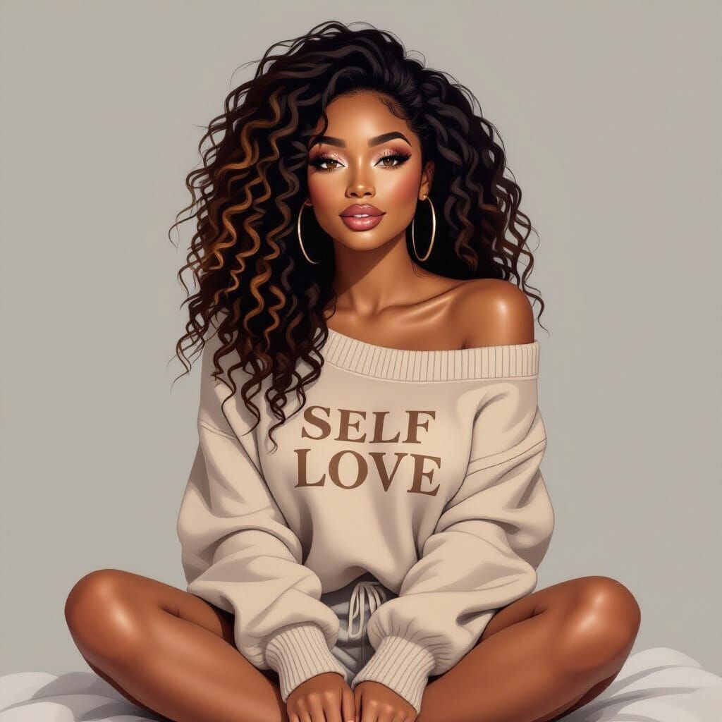 African American Woman Self-Love Airbrush Illustration
