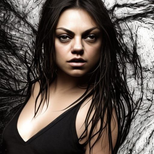 mila kunis wet bare art portrait