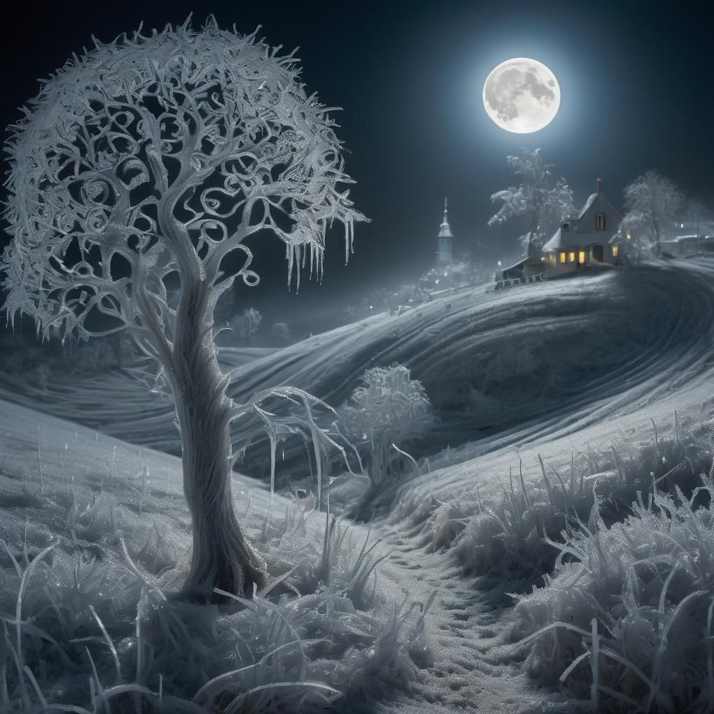 Jack Frost Creates a Frosty Moonlit Landscape