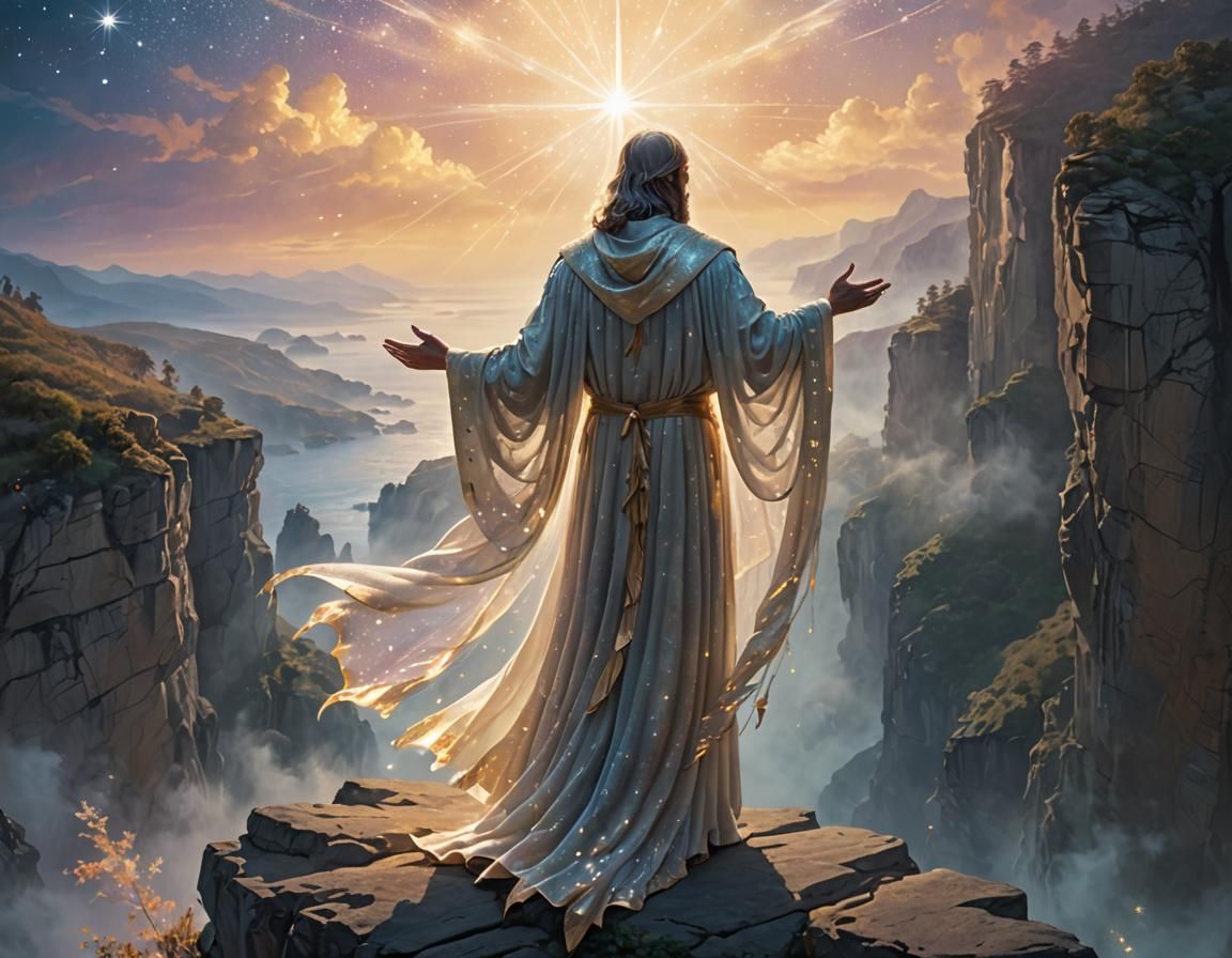 Reaching for a Shimmering Star in Oil Painting Style