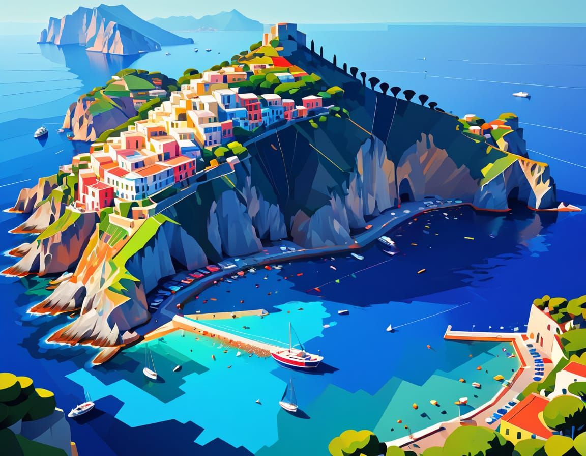 Capri Island in WPAP Art Style