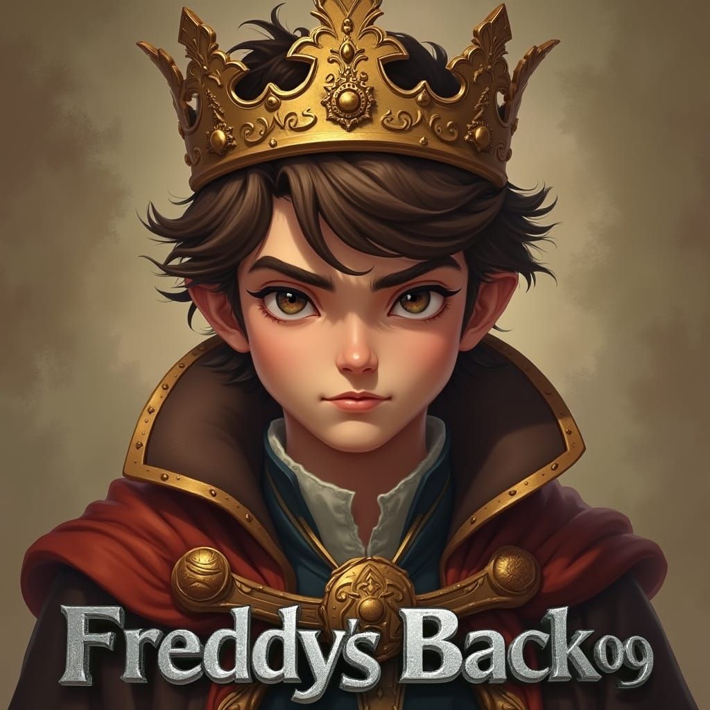 Regal Fantasy King with Ornate Crown and Embroidered Cloak