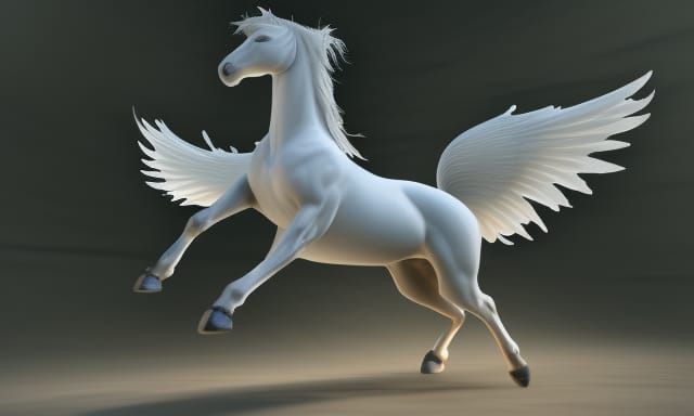 White Pegasus in Flight: Photorealistic 4K Image