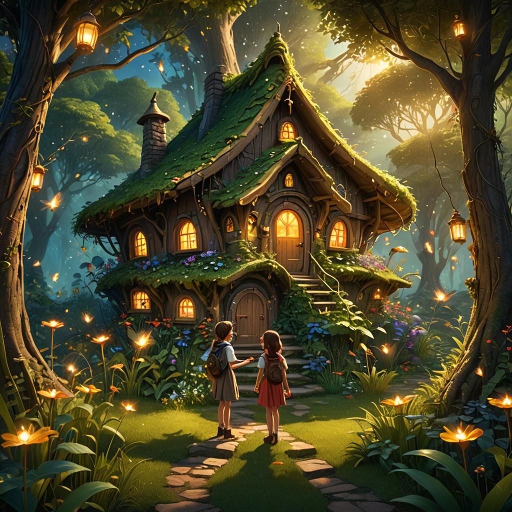 Enchanted Fairy Hut in Lush Garden: Concept Art