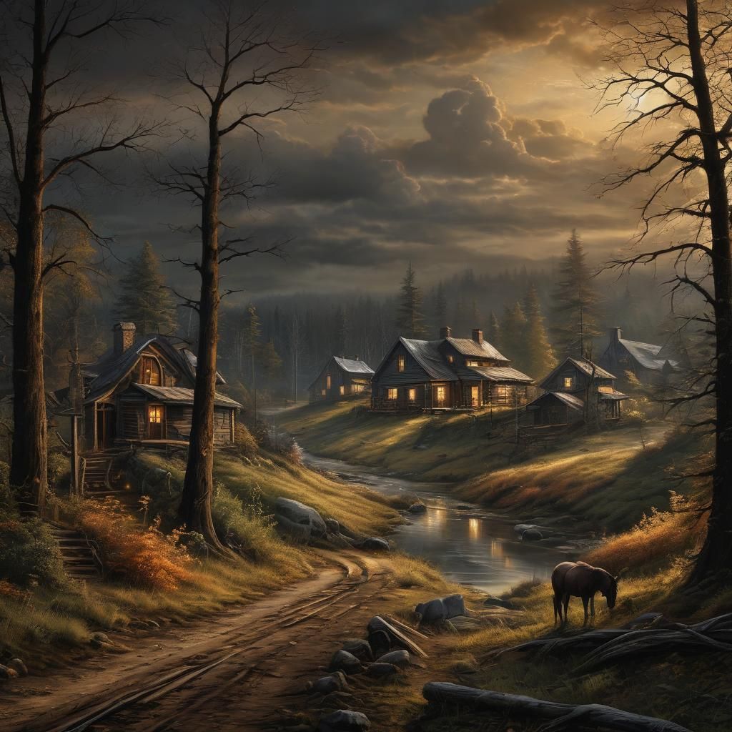 Rural Landscape in Terry Redlin Style