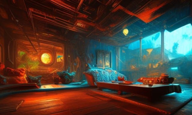 Explosive Universe Inside Glass Sphere: Dark Fantasy Art