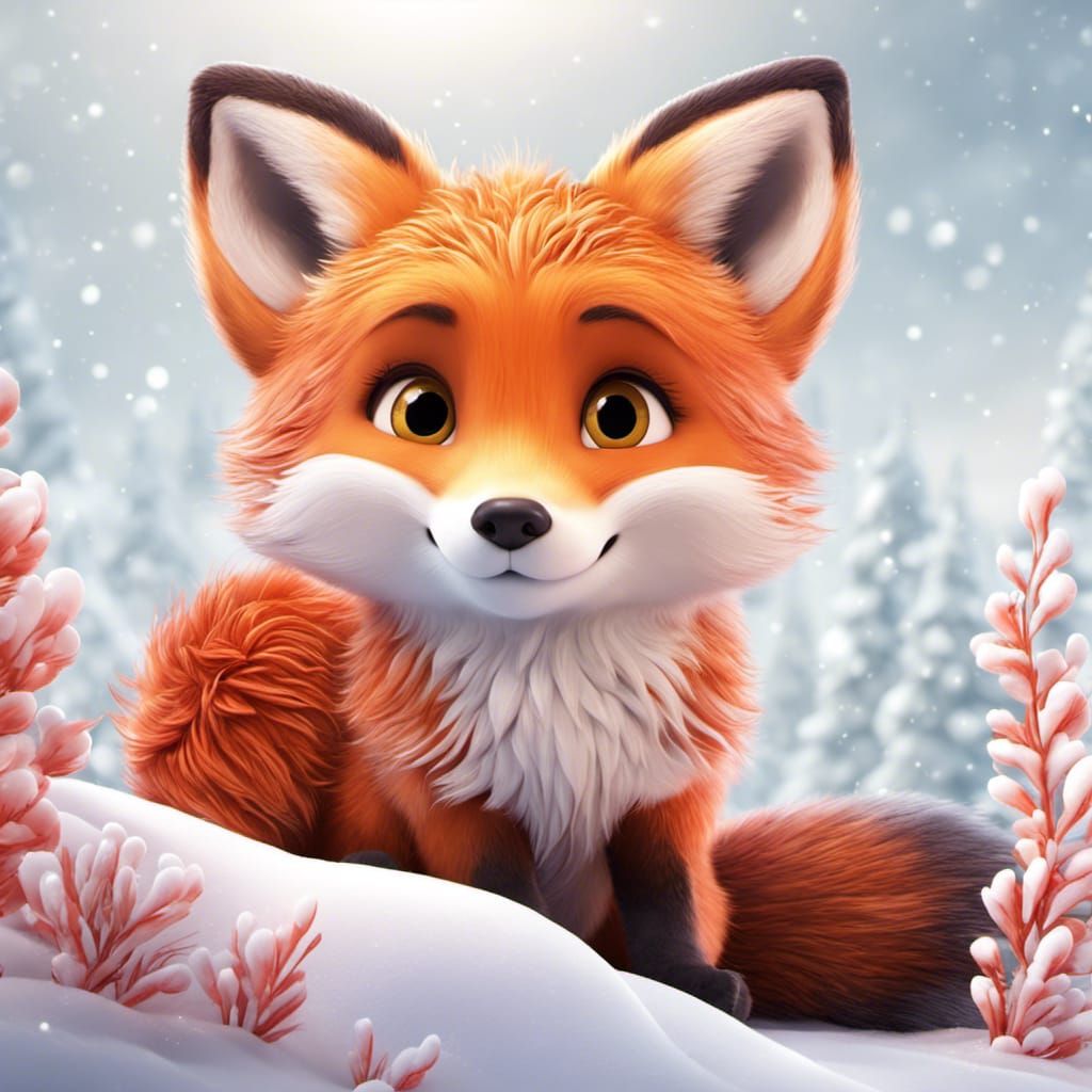 Baby Red Fox in Snow