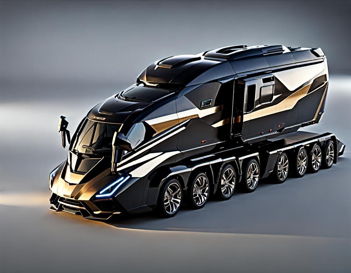 Golden Sci-Fi Motorhome with Mech Details