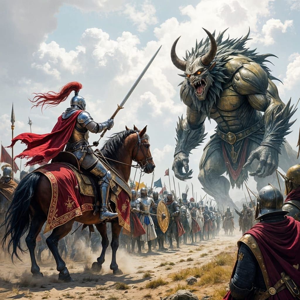 Knight Charging Monster Art Immersive Scene