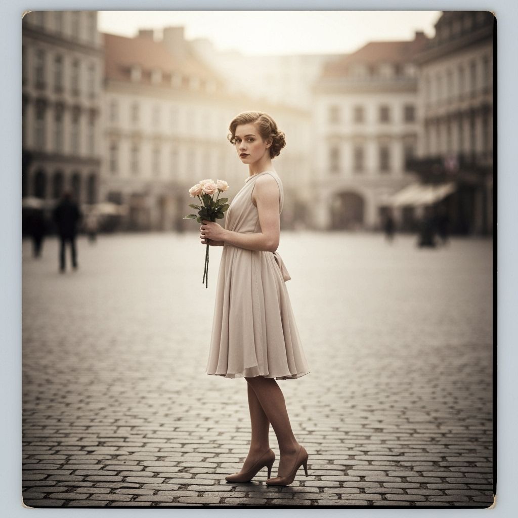 Vintage Postcard: Guy in 1940s Dress with Roses