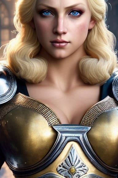 Amazonian Knight Portrait in Hyperdetailed Style